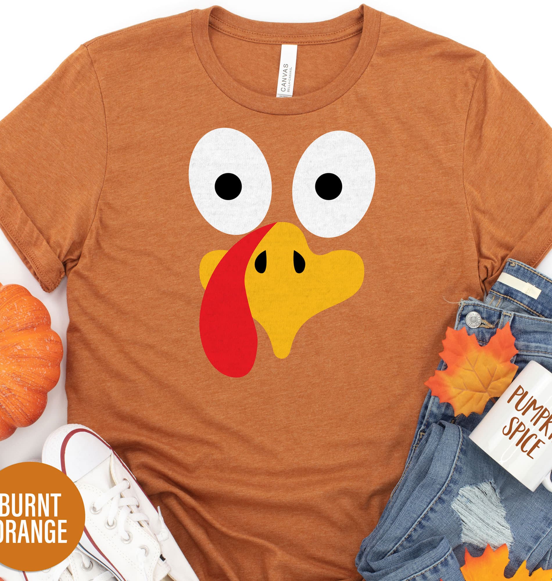 Crazy Turkey Face Thanksgiving T-Shirt | Unique Holiday Apparel