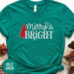 Merry & Bright Christmas Tree Christmas T Shirt