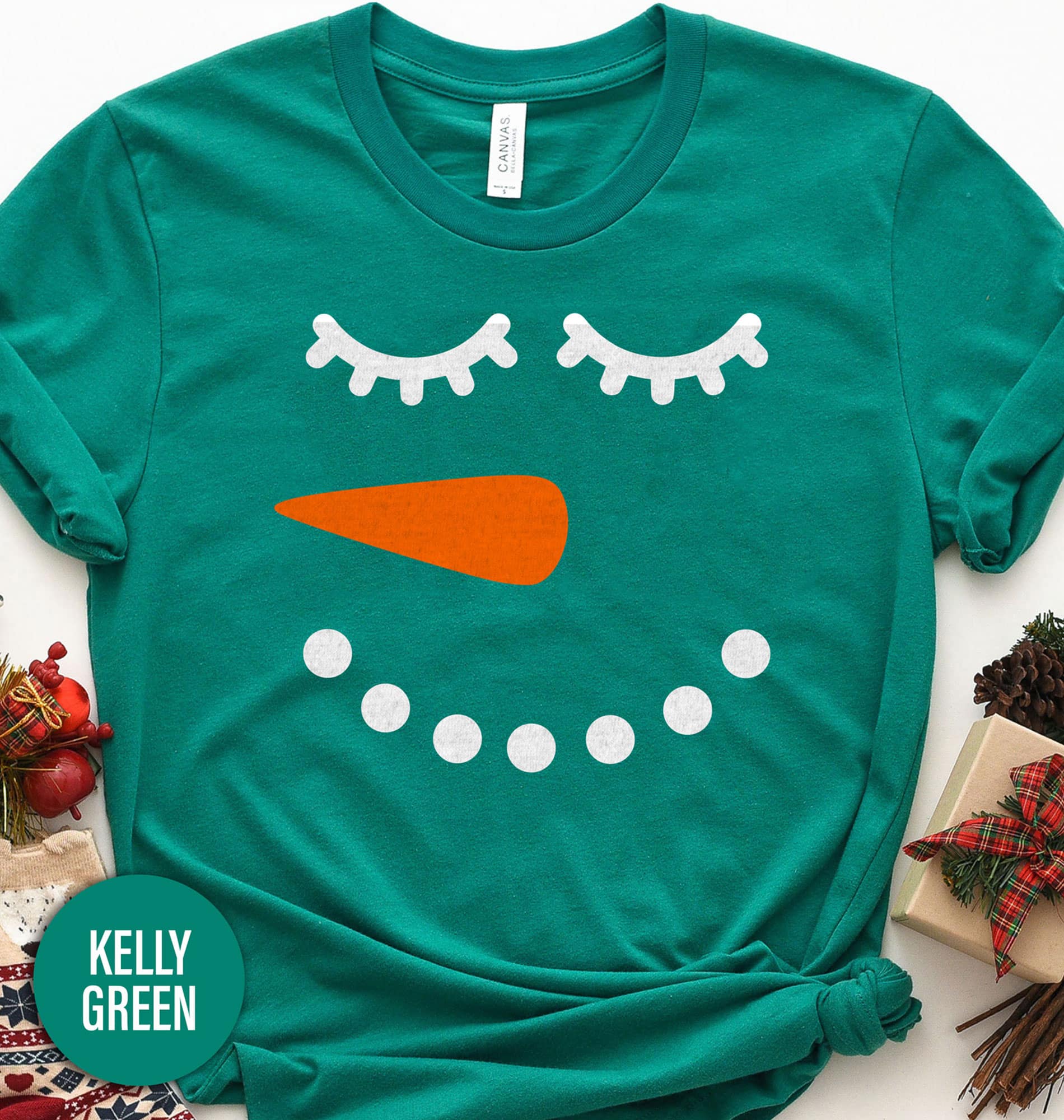 Smiling Snowman Christmas T Shirt