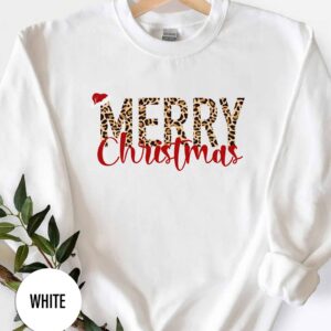 Merry Christmas Lepard Print Christmas T Shirt