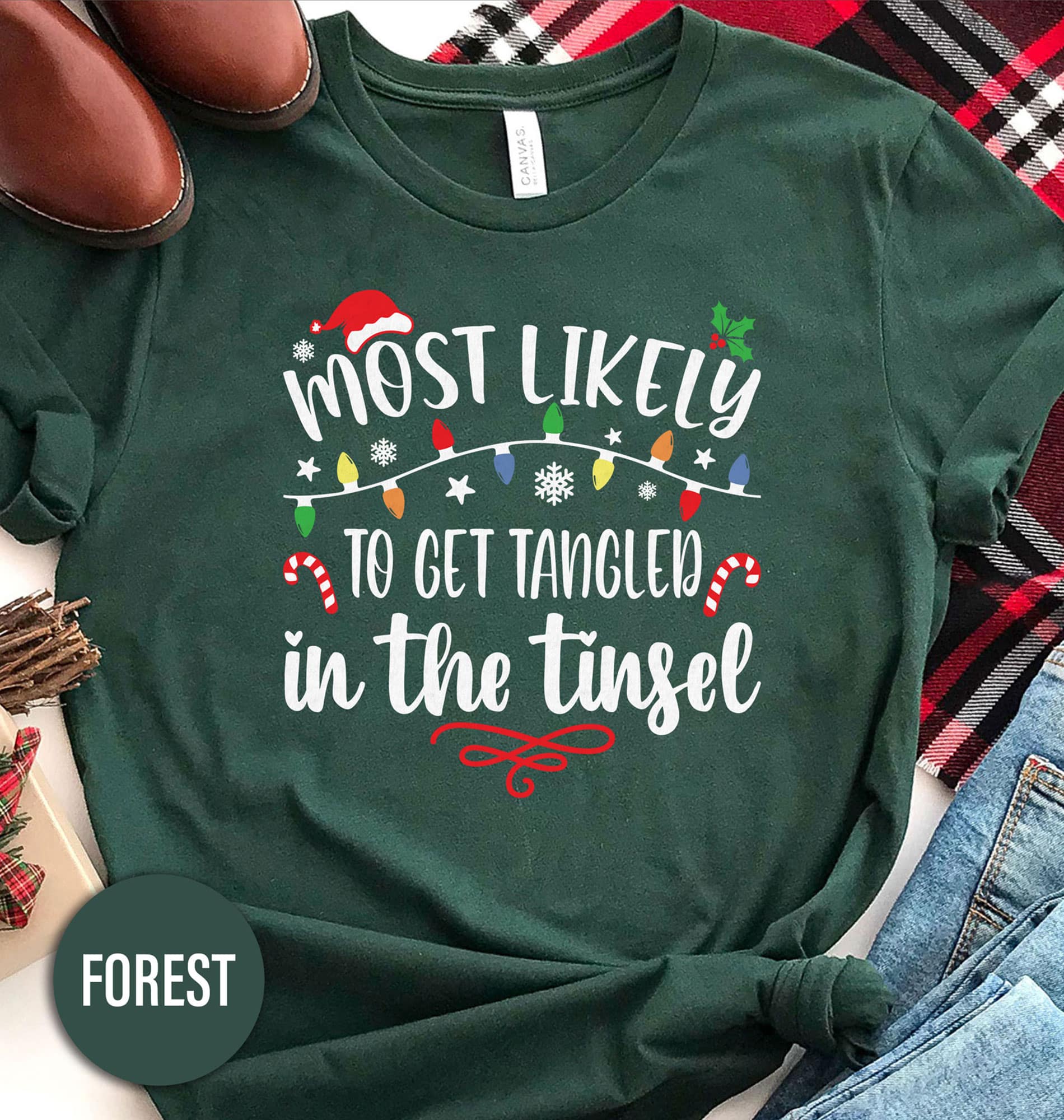 Get Tangled Tinsel Christmas TShirt Holiday Apparel
