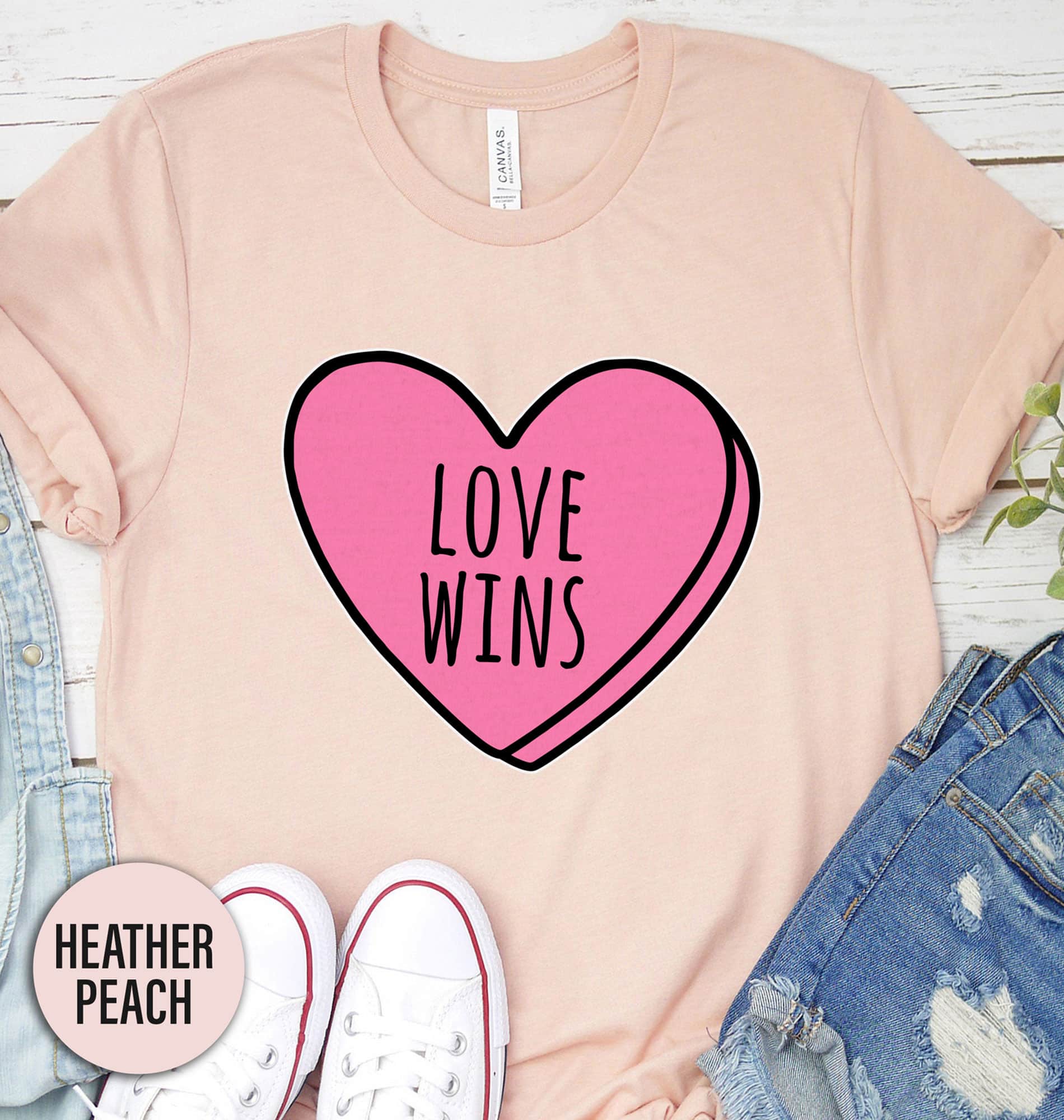 Love Wins Candy Heart Valentines Day T Shirt