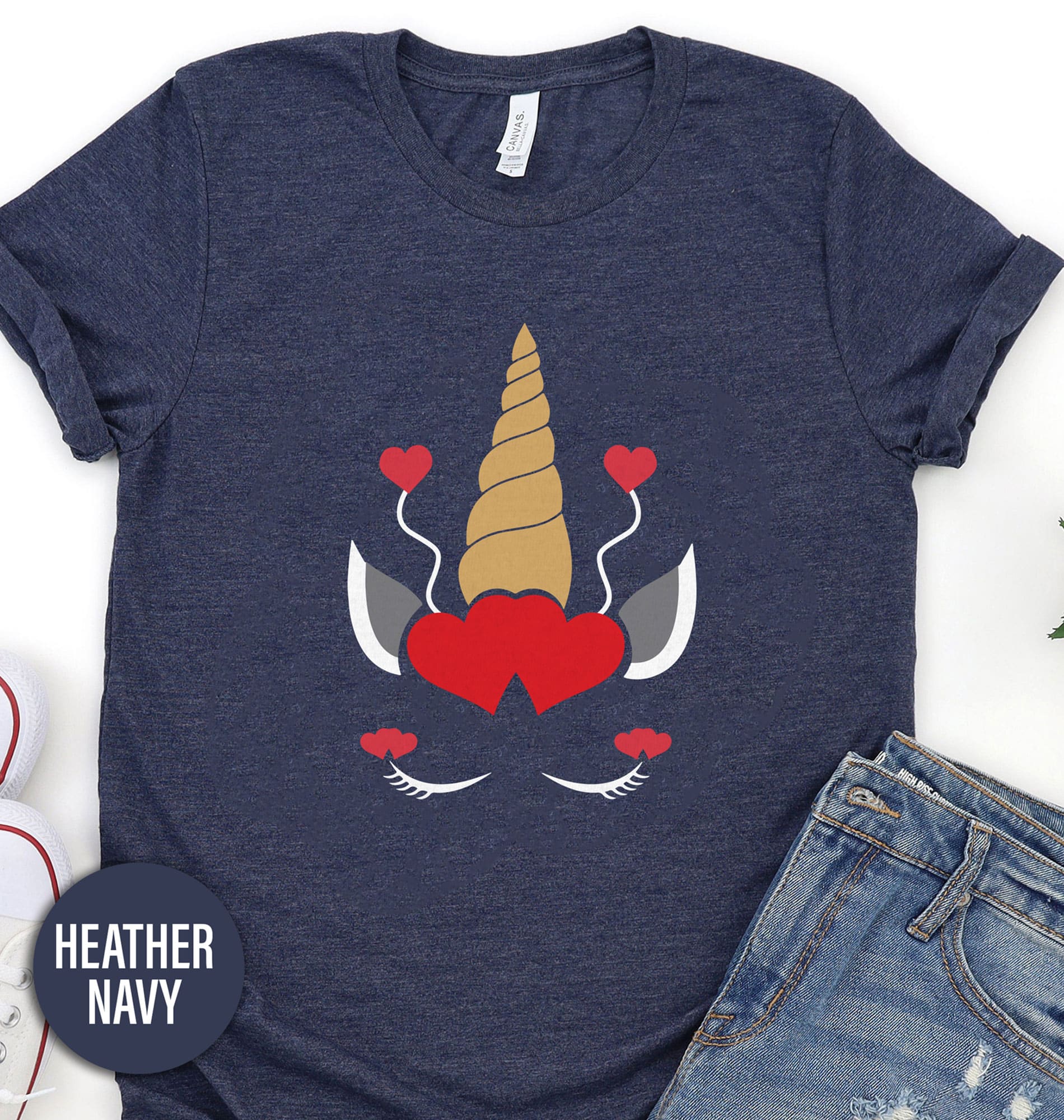 Valentine Heart Unicorn Valentines Day T Shirt