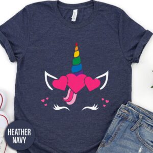 Rainbow Valentine Unicorn Valentines Day T Shirt