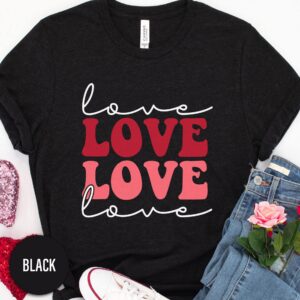Love Love Love Groovy Valentines Day T Shirt
