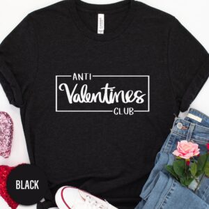 Anti Valentines Club Calligraphy Valentines Day T Shirt