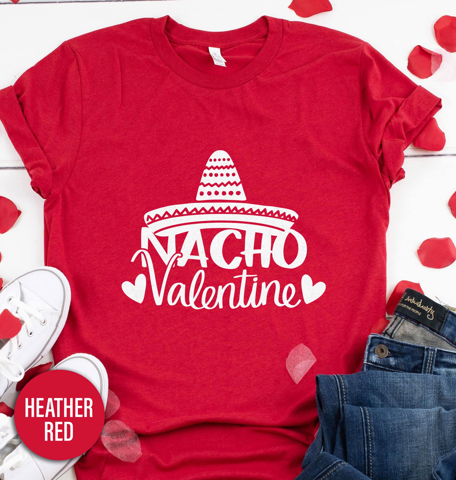 Valentines Day Nacho Love Heart Funny Pink Red Graphic Tee T-Shirt Valentines Day Nacho Love Heart Funny Pink Red Graphic Tee T-Shirt