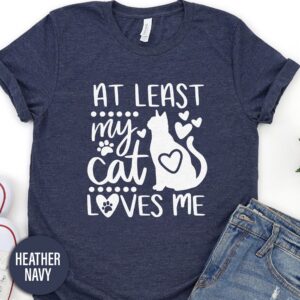 At Least My Cat Loves Me Calligraphy Valentines Day T Shirt