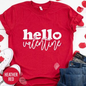 Hello Valentine Calligraphy Valentines Day T Shirt