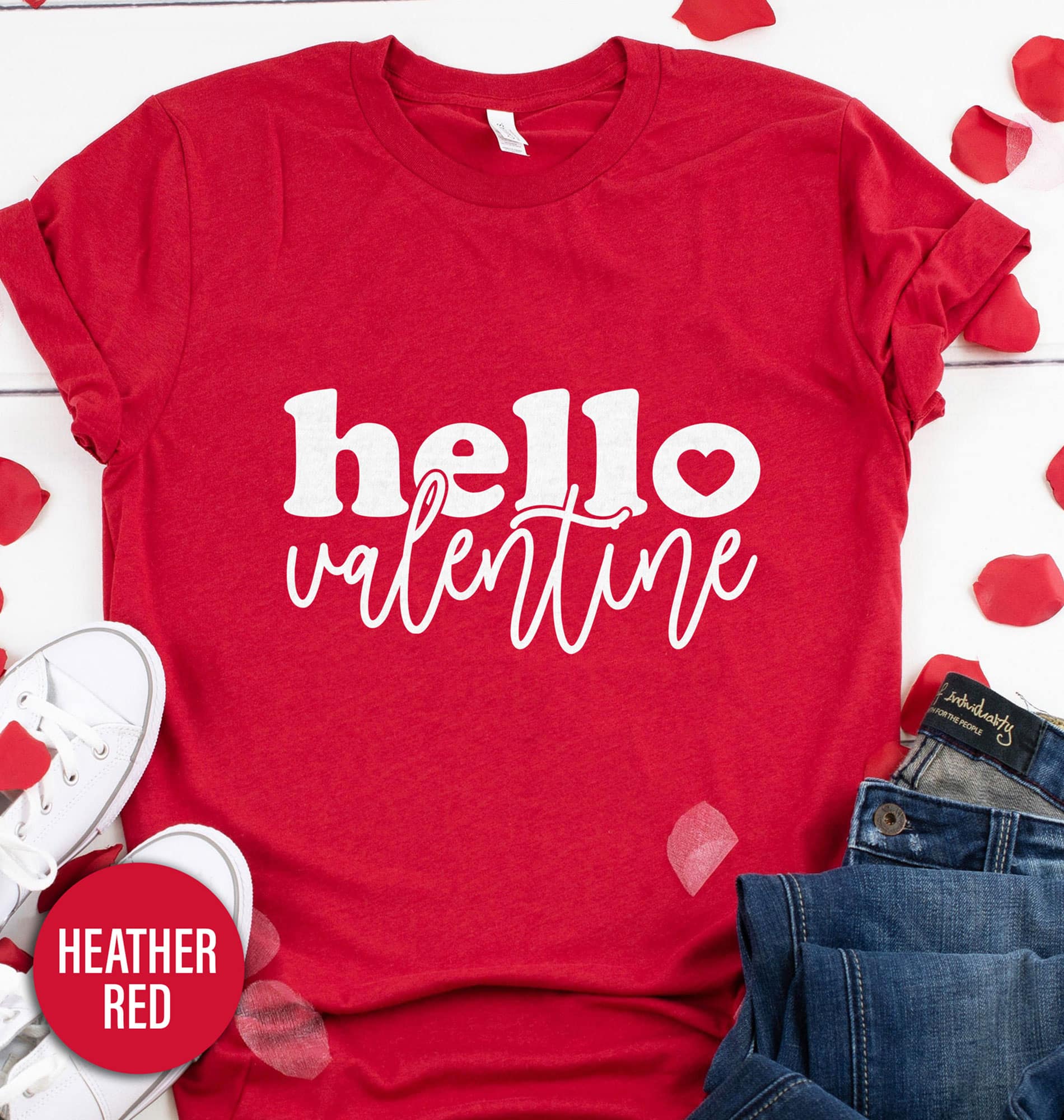 Hello Valentine Calligraphy Valentines Day T Shirt