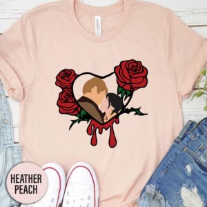 Wednesday Addams Kiss Heart Rose Valentines Day T Shirt