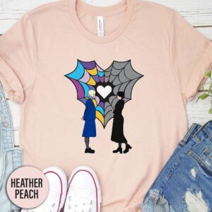 Wednesday Addams Enid Web Heart Valentines Day T Shirt