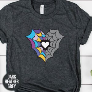 Spider Web Contrasting Rainbow Heart Valentines Day T Shirt