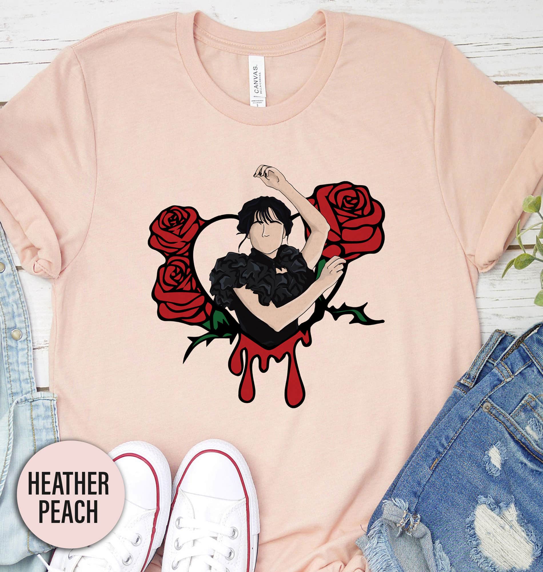 Wednesday Addams Dance Rose Heart Valentines Day T Shirt