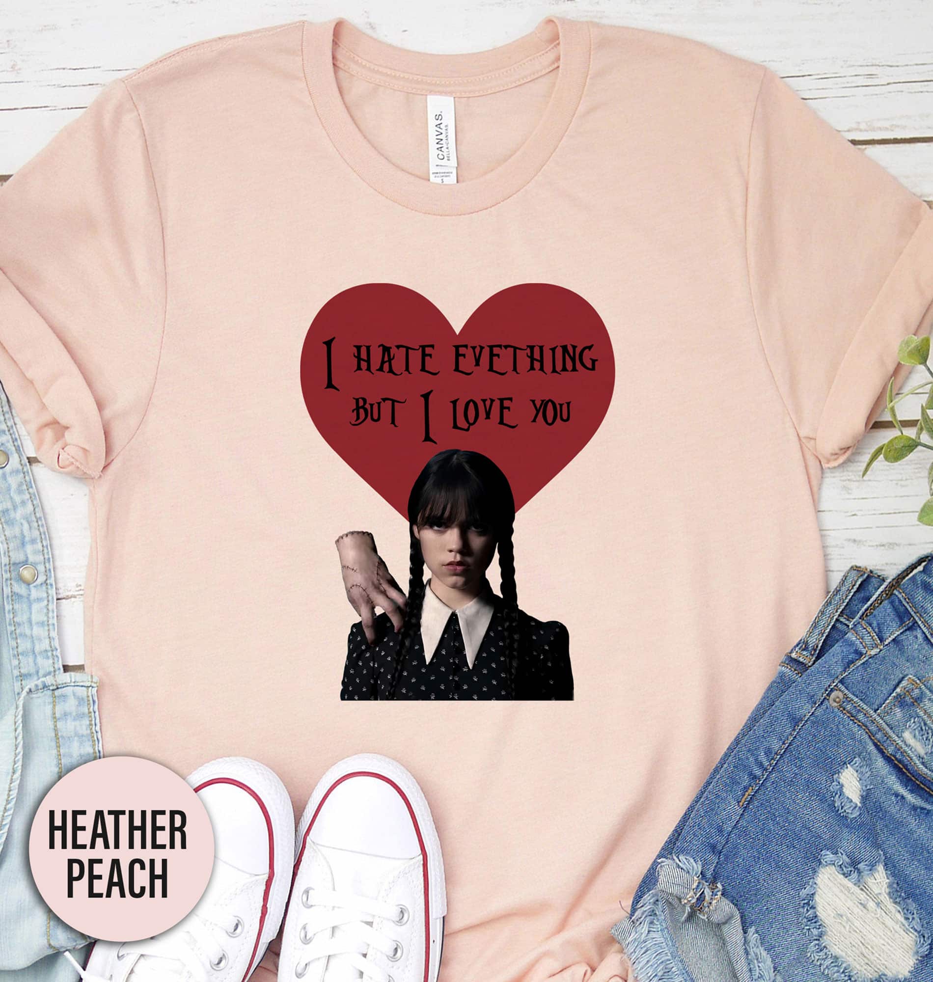 Wednesday Addams Hate Everything Hand Valentines Day T Shirt