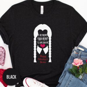 Wednesday Addams Broken Heart Nail Gun Valentines Day T Shirt