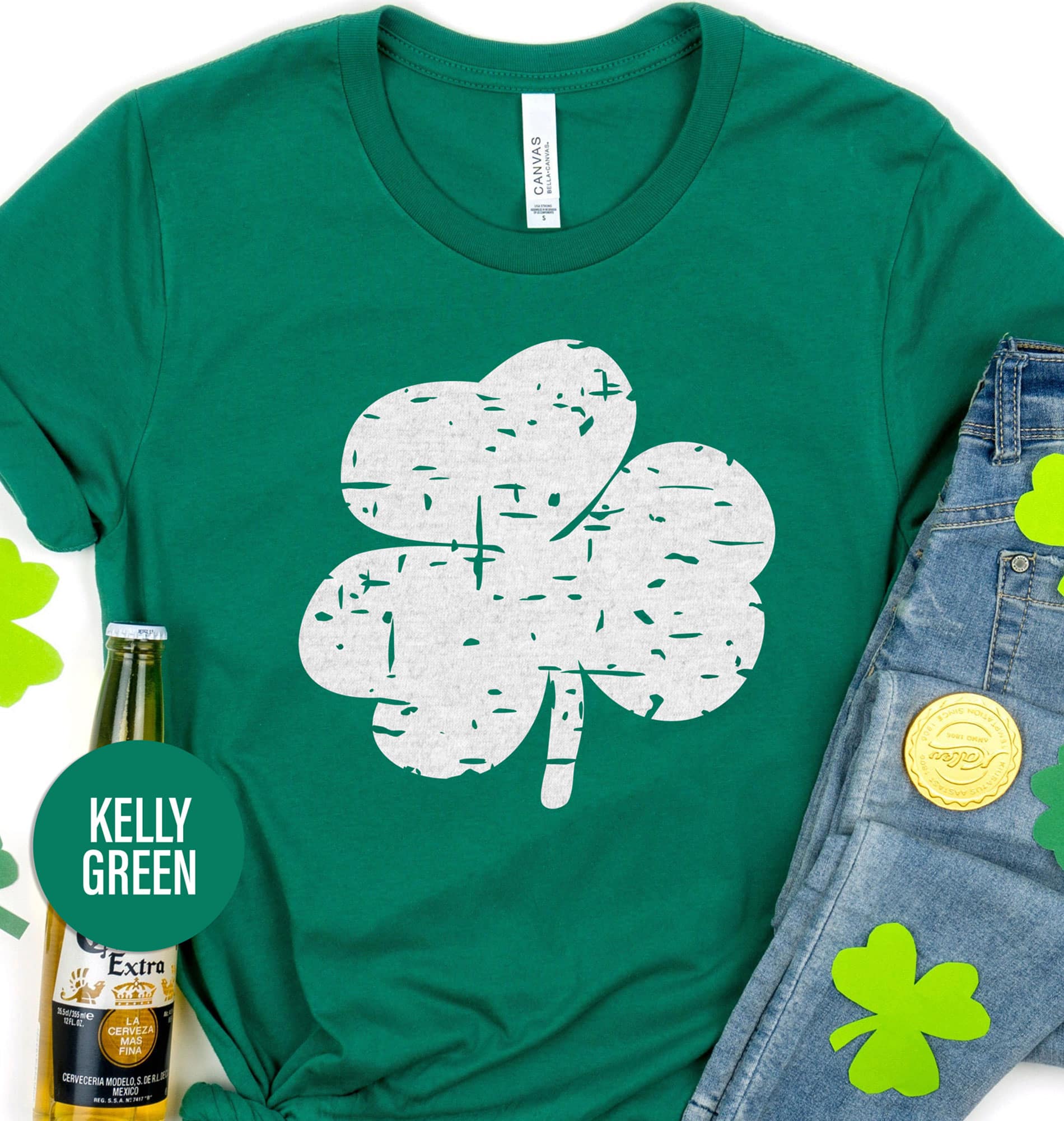 Distressed Lucky Clover Tee St. Patrick's Day T Shirt