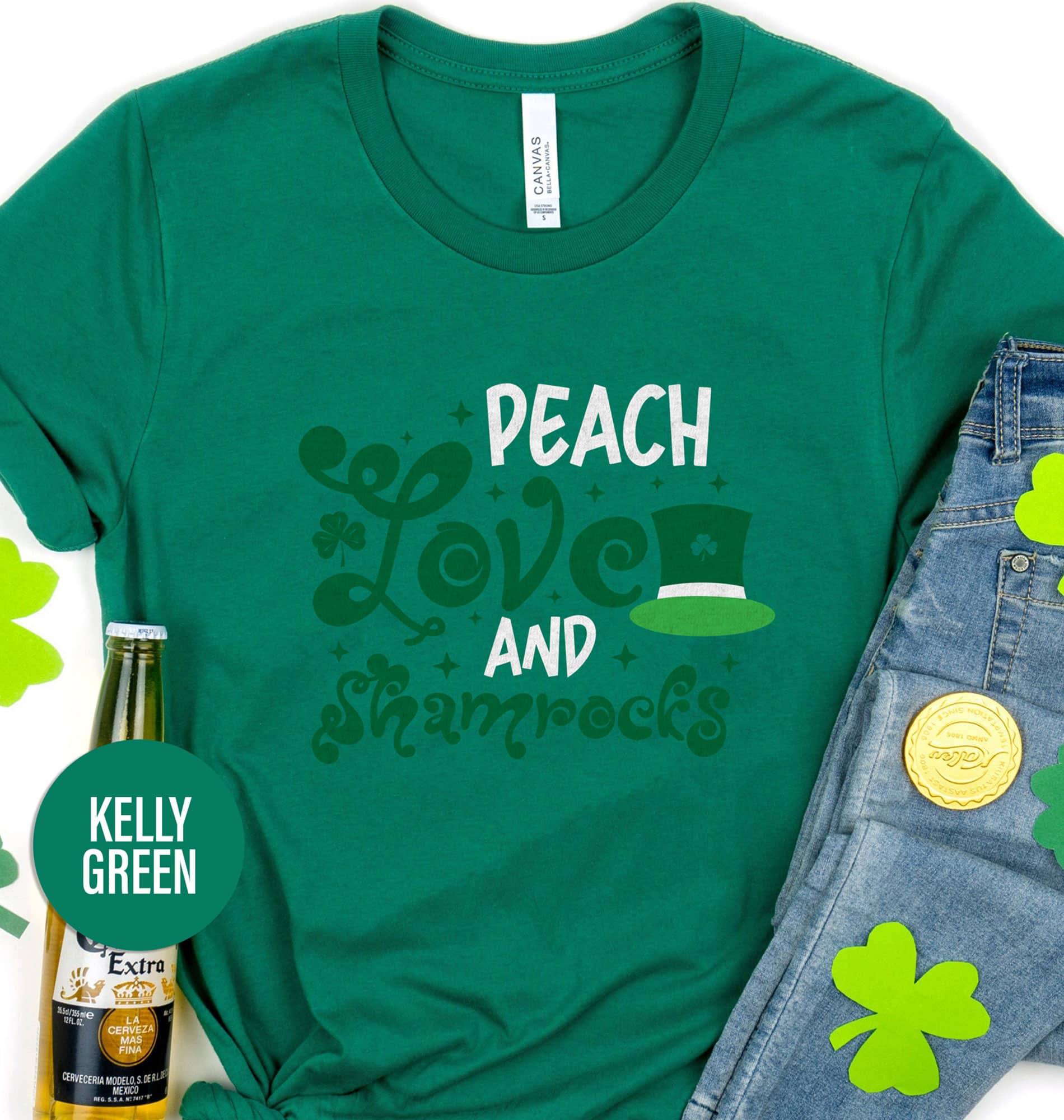 Peach Love And Shamrocks St. Patrick's Day T Shirt