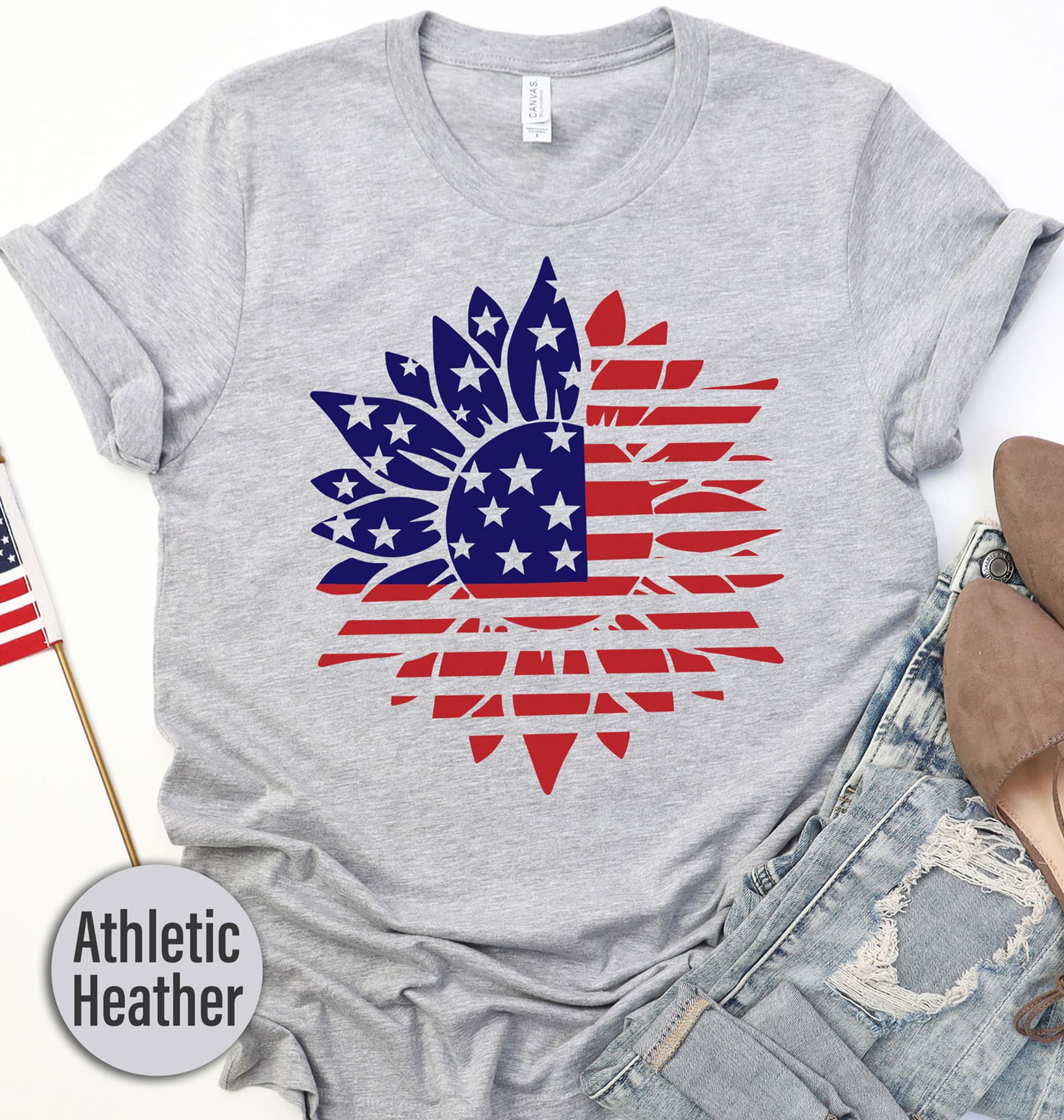 American Flag Sunflower T-shirt
