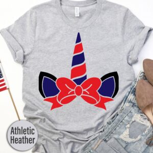 Red & Blue Bow Unicorn T-shirt