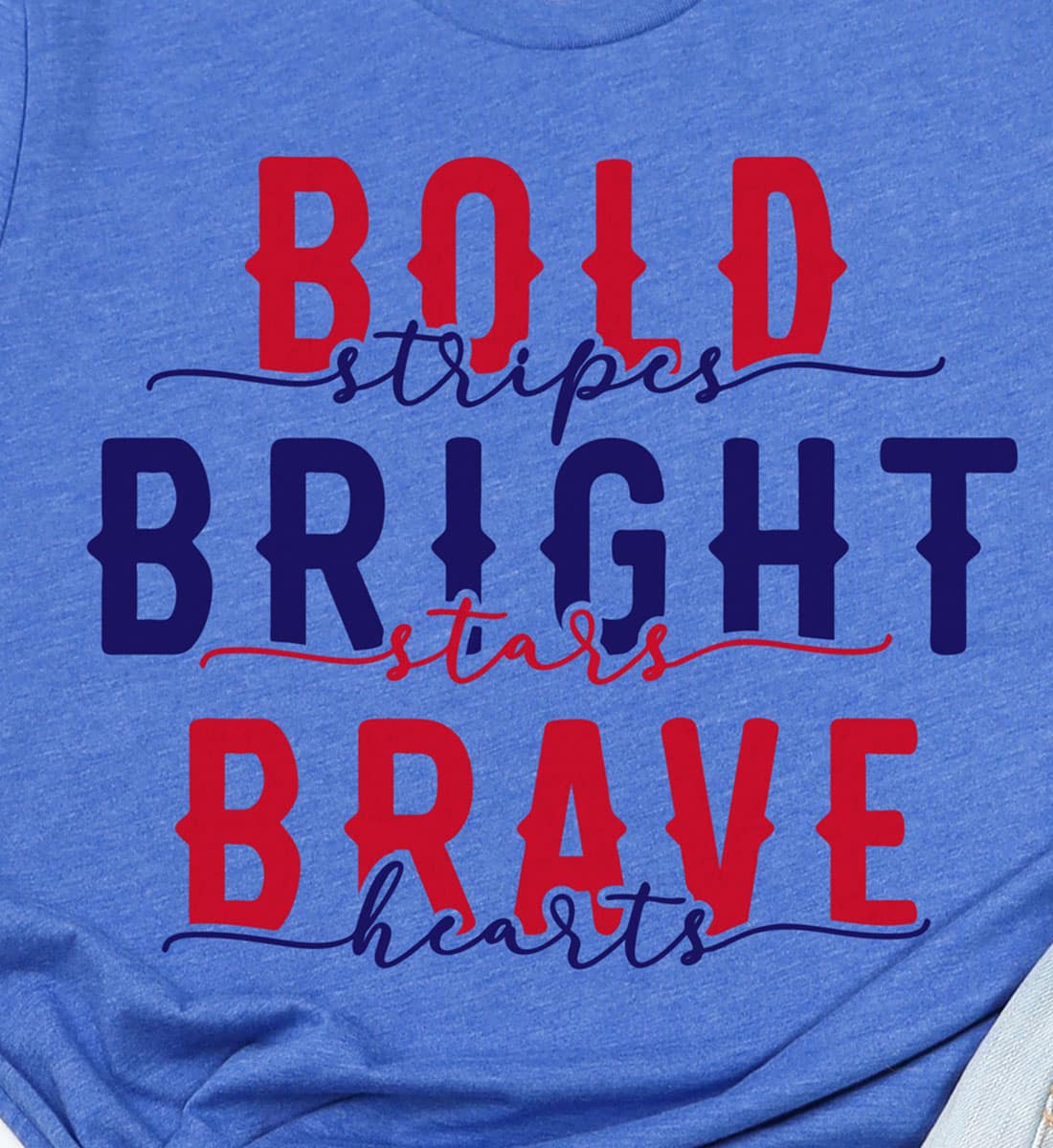 Bold Stripes Bright Stars Brave Hearts Fun T-shirt