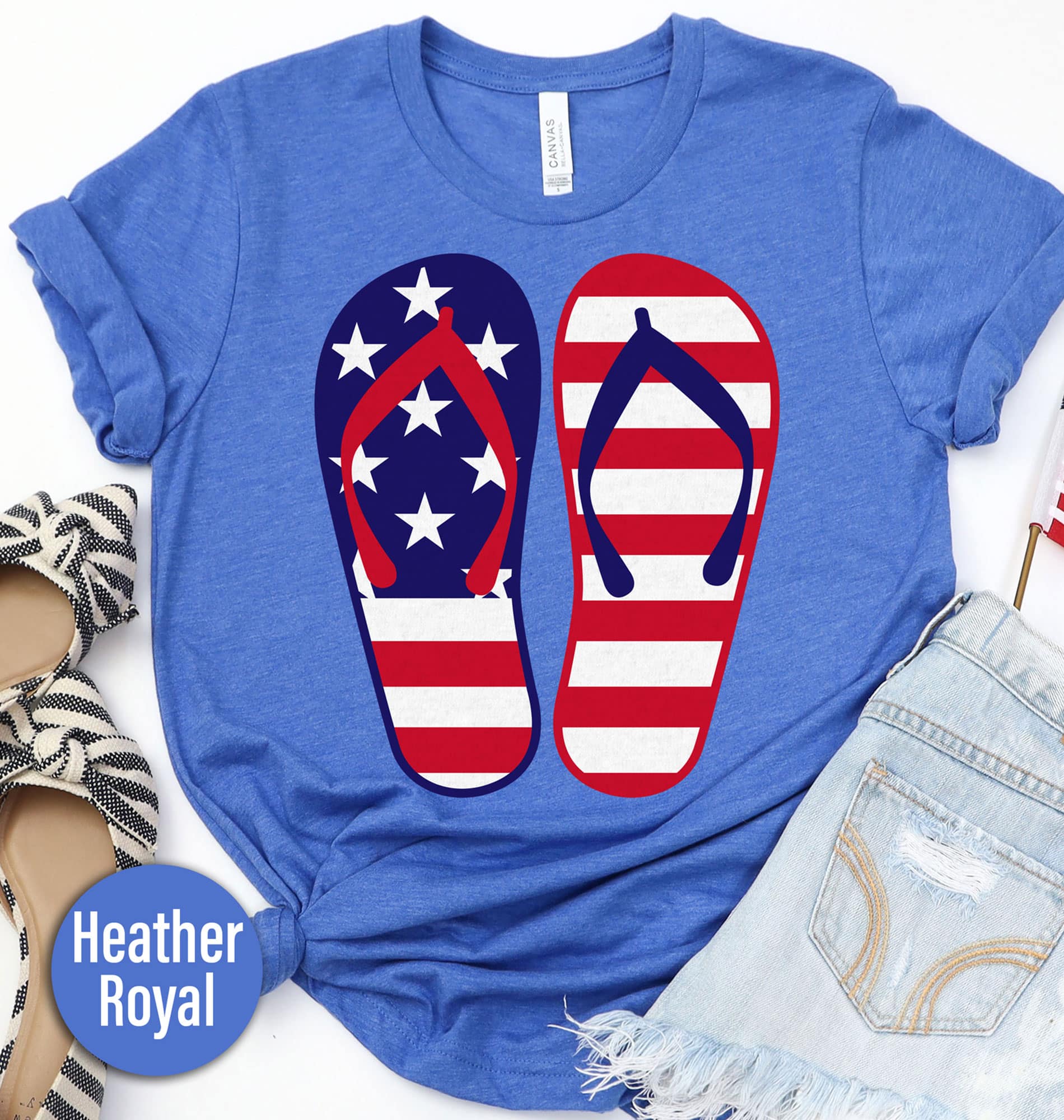 Americna Flag Flip Flop T-shirt