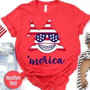 Merica Red Shark T-shirt
