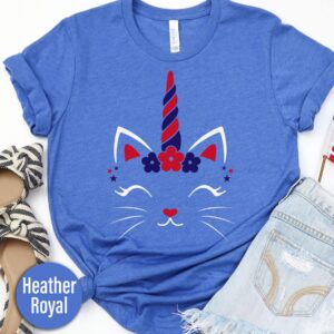 Patriotic Unicorn Cat T-shirt