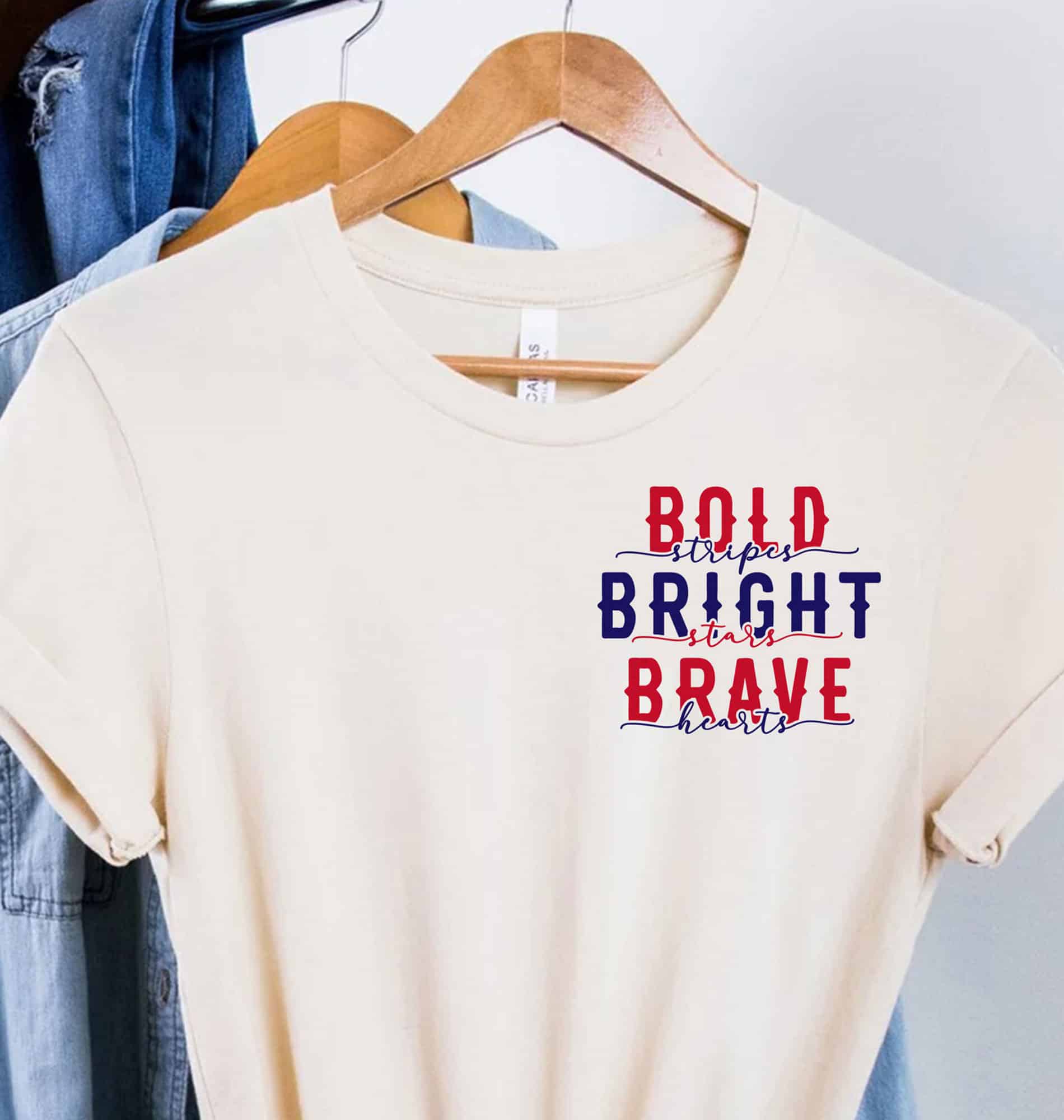 Bold Stripes Bright Stars Brave Hearts Fun T-shirt