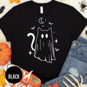 Ghost Cat Halloween T Shirt