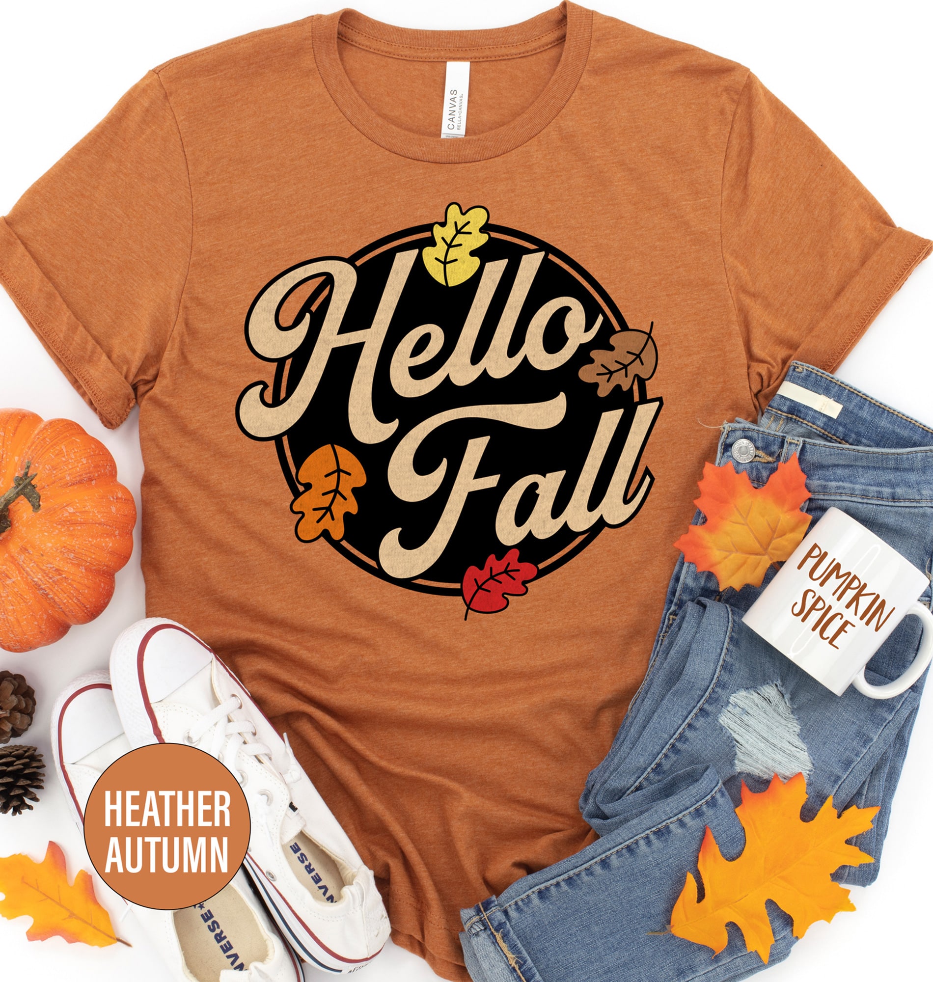 "hello Fall" Cozy Teacher Tee From Holidayshirts