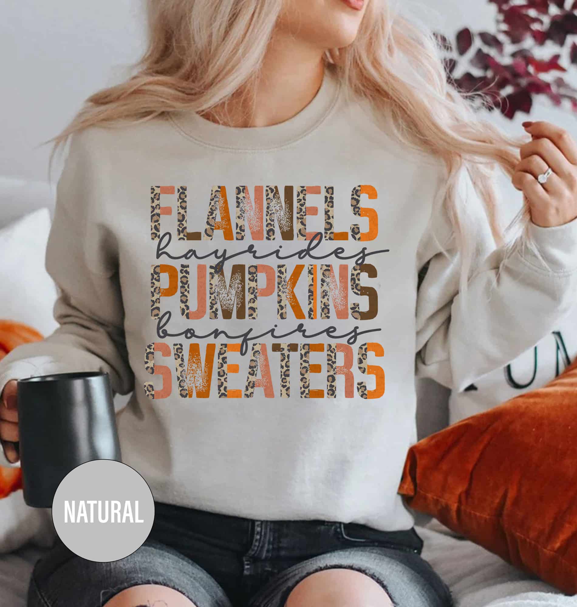 Cozy Pumpkin Flannel Sweater Tee - Holidayshirts