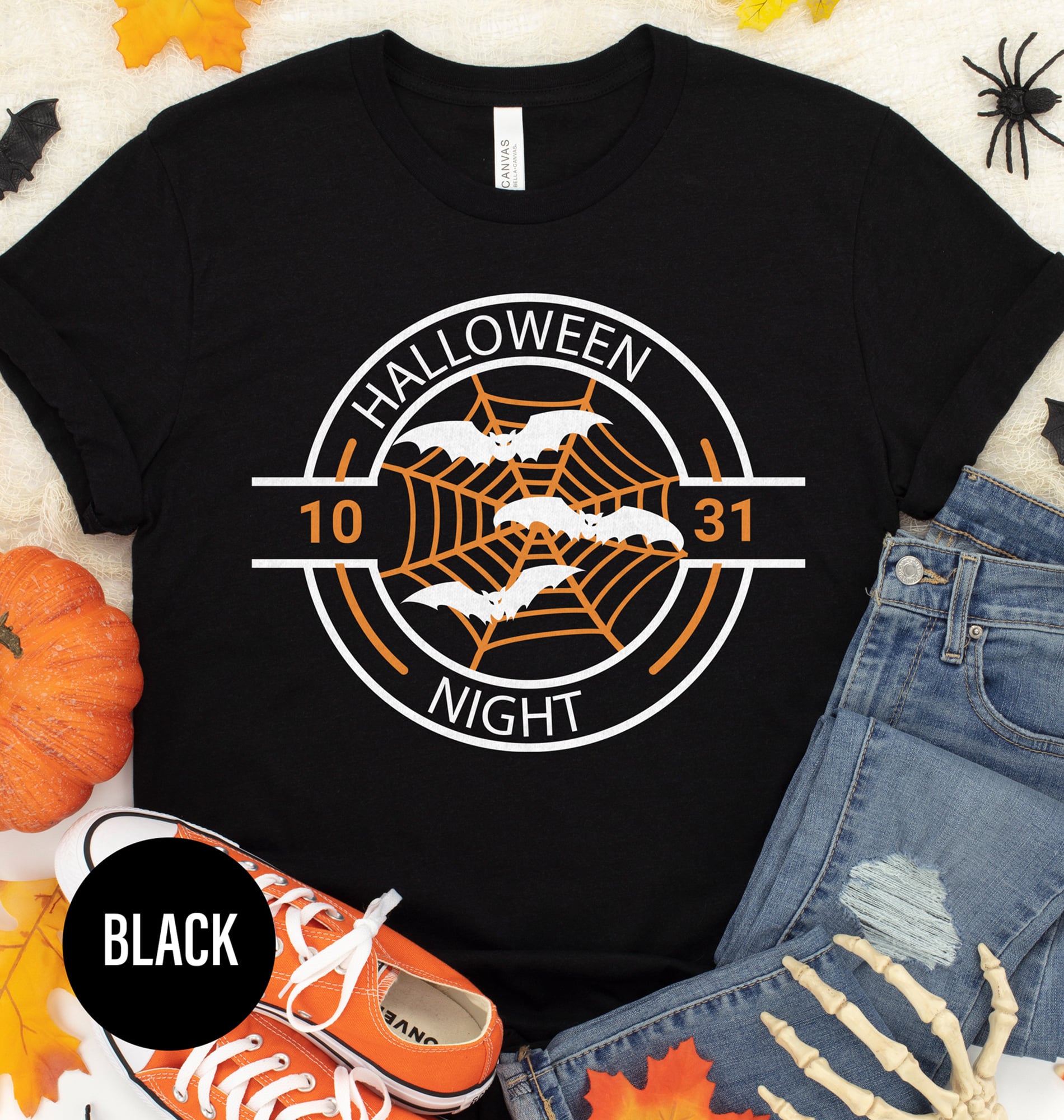 Spooky Bat Night Tee - Unique Halloween Apparel
