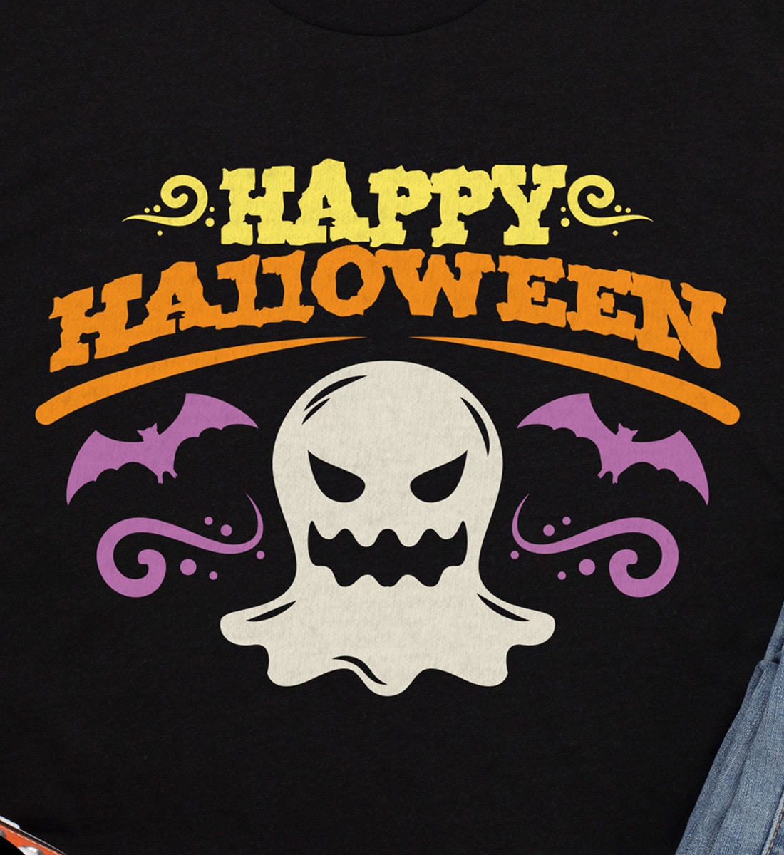 Spooky Ghost Graphic Tee - Happy Halloween