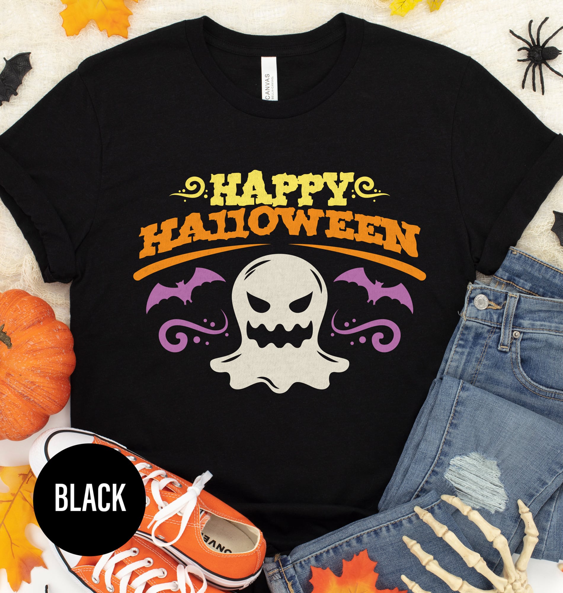 Spooky Ghost Graphic Tee - Happy Halloween