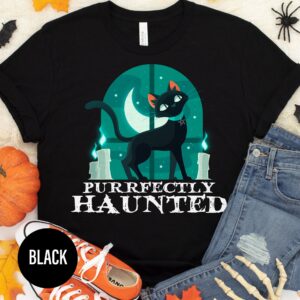 Spooky Purrfect Black Cat Halloween Tee