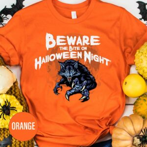 Spooky Wolf Night Halloween Tee - Orange
