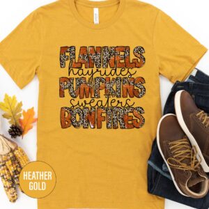 Cozy Flannel Pumpkin Bonfire Halloween Tee