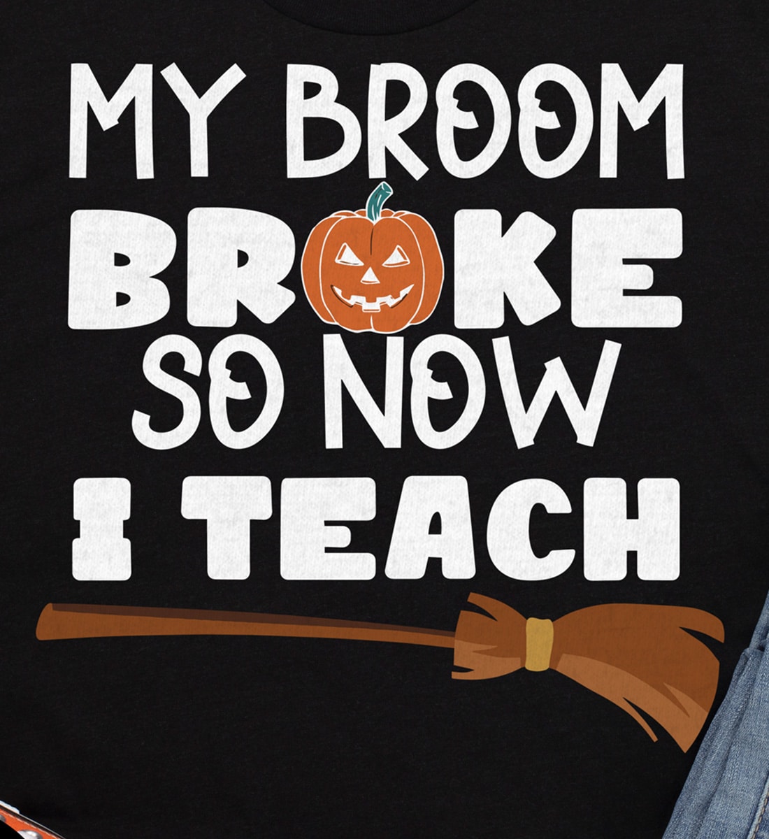 Broom Broke Quirky Halloween T-shirt