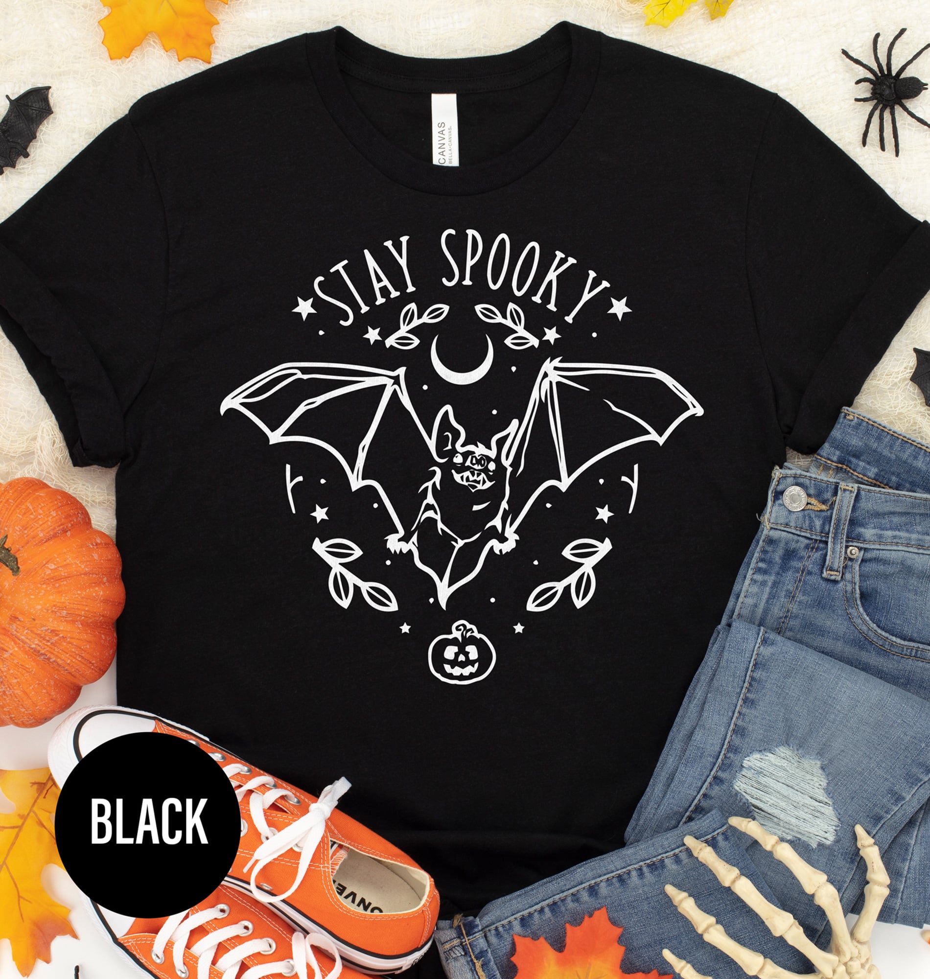 Spooky Bat Relax-fit Halloween Tee - Holidayshirts