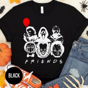 Black 'spooky Friends' Halloween Tee - Breathable