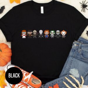 Spooky Black Horror Icons Tee - Holidayshirts.com