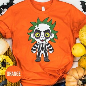 Spooky Beetle Juice Halloween Tee - Bright Orange