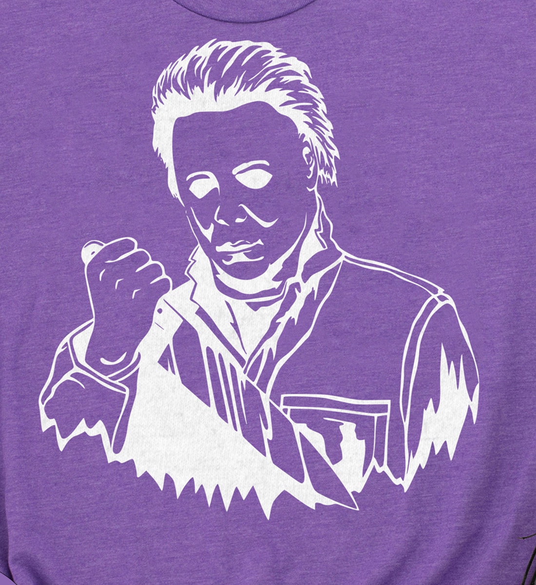 Spooky Knife Man Sketch Tee - Purple Halloween