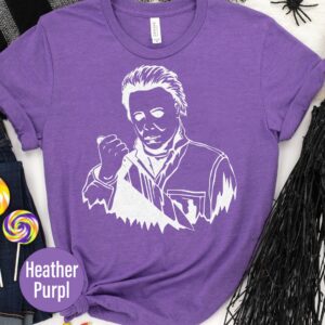 Spooky Knife Man Sketch Tee - Purple Halloween