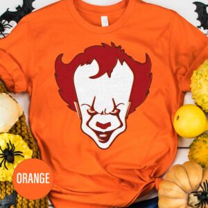 Chilling Orange Scary Clown Halloween Tee
