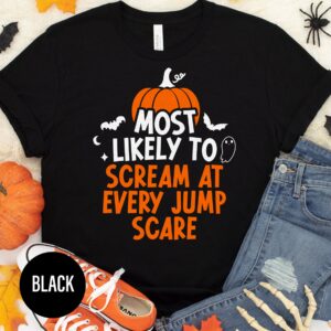Most Likely To Scream At Every Jump Scare Pumpkin Halloween T-shirt
