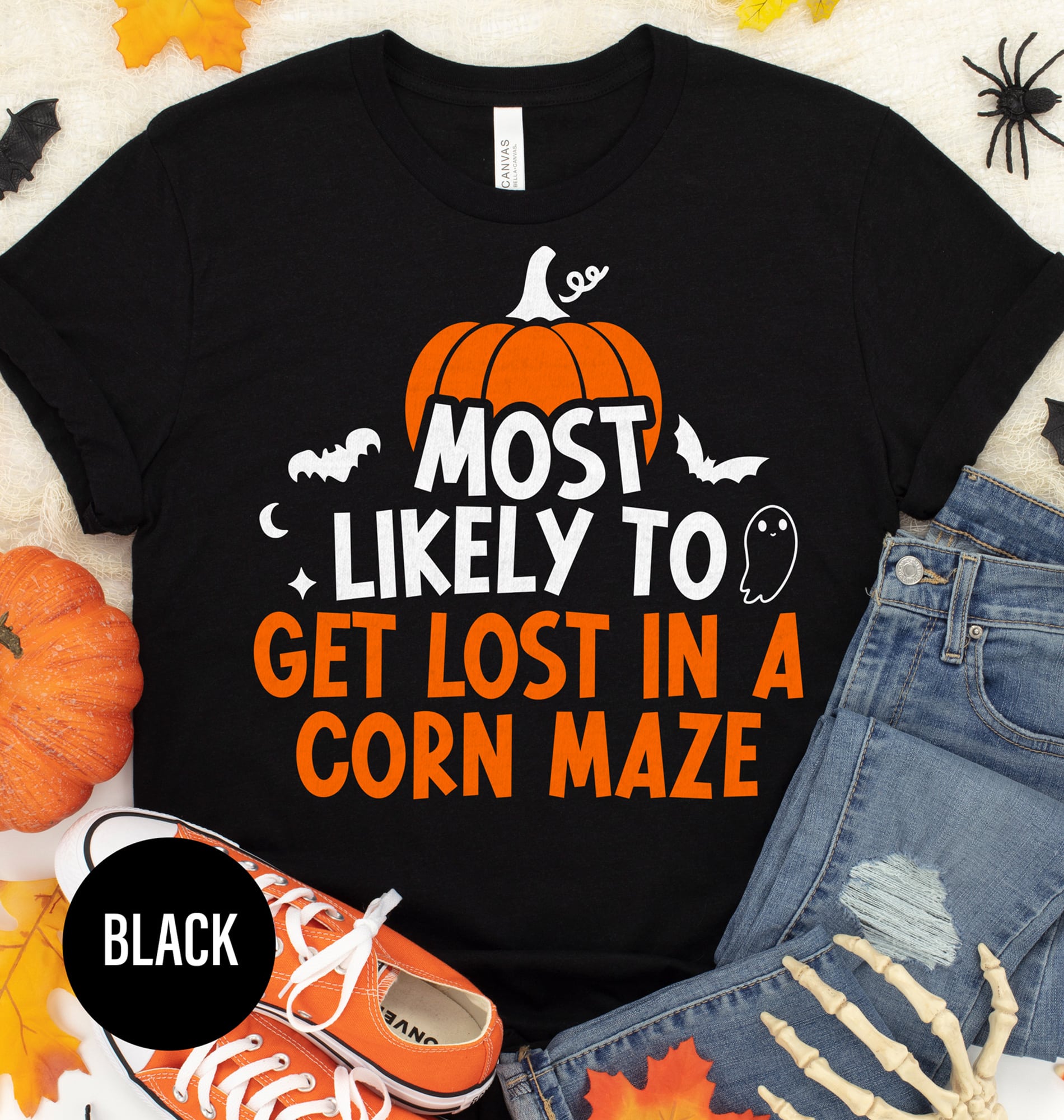 Most Likely To Get Lost In A Corn Maze Text Halloween T-shirt