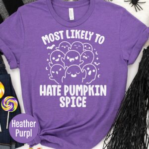 Most Likely To Hate Pumpkin Spice Purple Halloween T-shirt