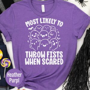 Most Likely To Throw Fists When Scared Howling Halloween T-shirt